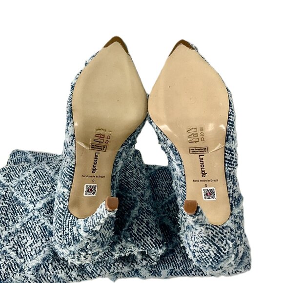 Larroude Kate Slouch Fringe Denim Knee - High Boots Size 9 Handmade in Brazil - Picture 8 of 12